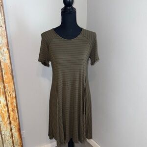 Striped Olive Green T-Shirt Dress